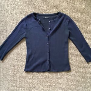 Vintage Navy Blue Knit Cardigan Sweater